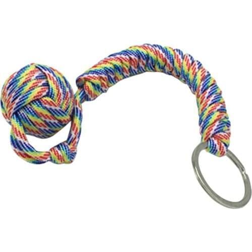 Outdoor Self Defense Lanyard Ball Monkey Fist Braided Keychain Parachute Rope Climbing Camping Hiking Defense Outdoor Tool