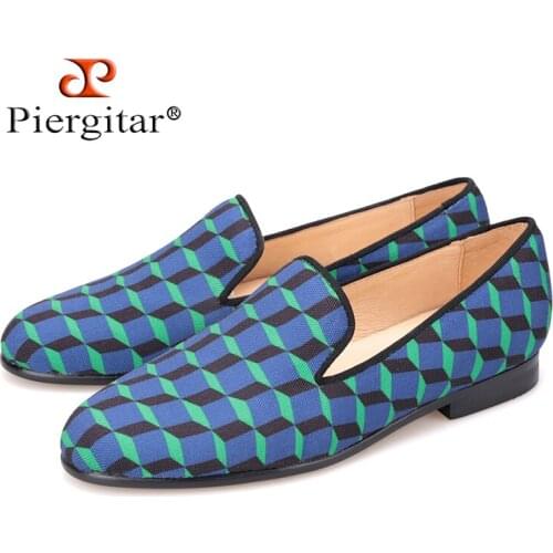 Piergitar 2018 New Arrival Handcraft Multi-Colors 3D Print Check womens Casual Canvas Shoes Loafer For Daily, Wedding and Party