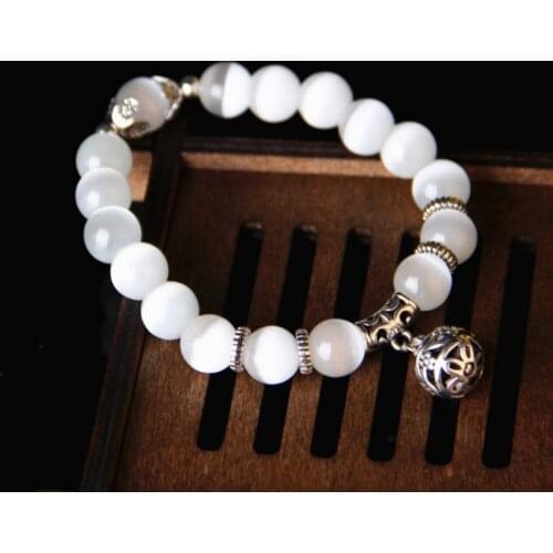 Weight Loss Magnet White Cat Eye Beads Bracelet with Lucky Pendant Therapy Bracelet Anklet Weight Loss Product Health Care