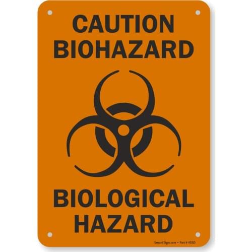 Caution Biohazard Biological Hazard Sign | 7" x8" Plastic