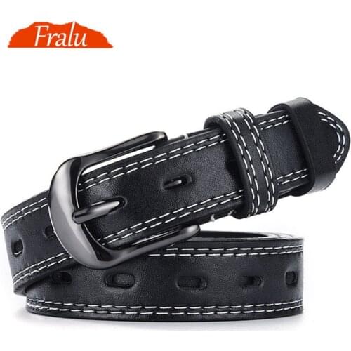 FRALU Pin Buckles Belt female deduction side gold buckle jeans wild belts for women fashion students simple New