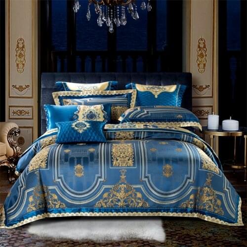 Luxury High Precision Silk Jacquard Egyptian Cotton Bedding Set Gold Relief Duvet Cover Embroidery BedSheet Bedspread Pillowcase