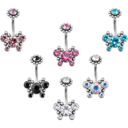 1PC Butterfly Crystal Navel Piercing Belly Bar for Women Surgical Steel Earring Belly Button Piercing Nombril Pircing Omblig 14G