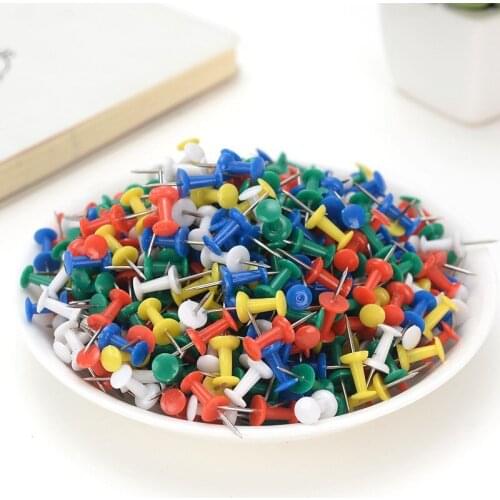 100PCS Binding Cork Board Safety Colored Plastic Pin Big Head Push Needle Pins Drawing Photo Wall Studs Office School Supplies