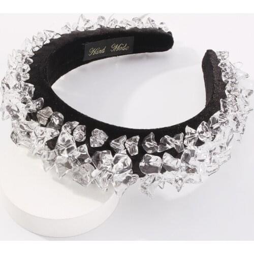 High Quality Transparent White Color Corduroy Resin Headbands For Women Luxury Design Jewelry New Trend Wholesale Accessories