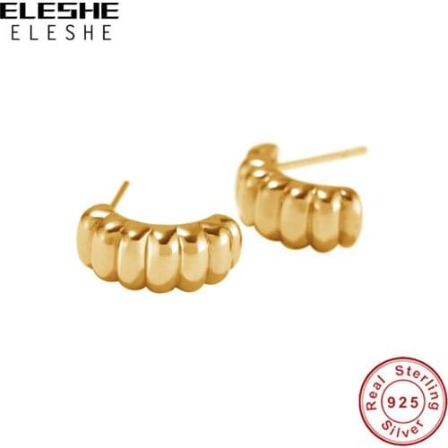 ELESHE 2021 Fashion Charlotte Bold Hoop Earrings 925 Sterling Silver 18K Gold Plated Huggie Earrings For Women Fine Jewelry