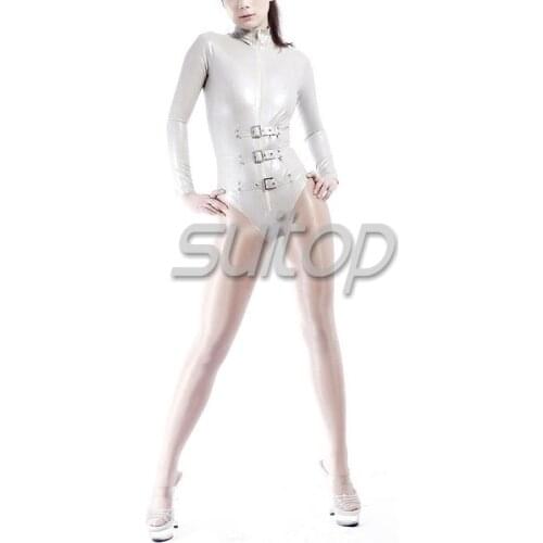 Suitop long sleeves nature latex rubber leotard for women