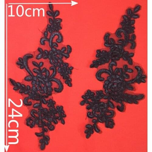 1 Pair Bridal Lace Clothes Applique Floral Corded Sew On Patch Wedding Motif Ivory Lace Applique Trim Craft Transfer