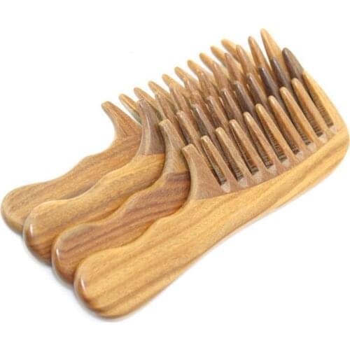 1pcs Vintage Boutique Large Green Sandalwood Wide Tooth Comb Coarse Tooth Massage Combs Hair Comb For Women