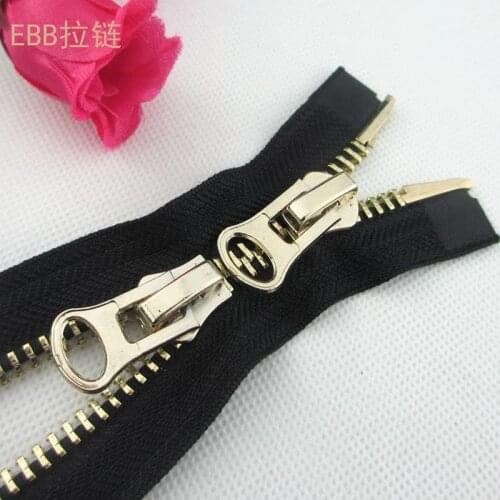 2 Pcs/lot #8 Long Oersize Metal Zipper Black Gold Double Open End Two-way for Garment Down Clothing Sewing Accessories Wholesale