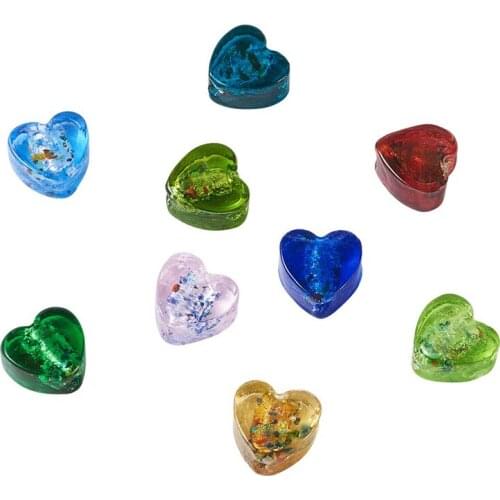20pcs Mixed Color Heart Handmade Glass Beads for Jewelry Making DIY Bracelet Necklace Accessories 12x12mm hole: 2mm