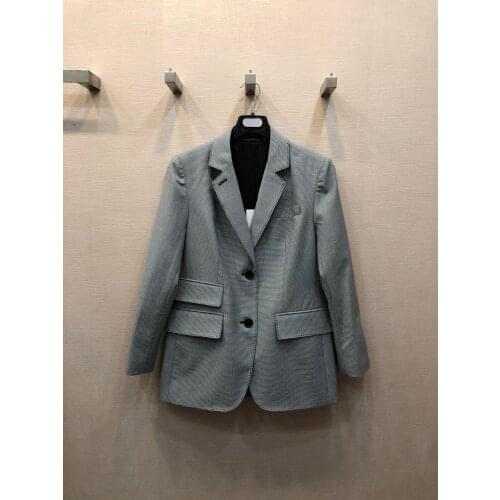 2021 Luxury Design Virgin Wool Houndstooth Print Elegant Timeless Office Style Blazer