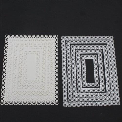 5pcs Lace Heart Rectangle Stencil Metal Cutting Dies For Scrapbooking Practice Hands-on DIY Album Card Craft Decoration