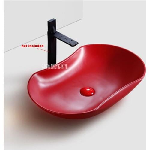 701 Household Modern Simple Red Creative Above Counter Basin Bath Retro Basin Ceramic Sink Integrated Hand Washing Basin Bowl