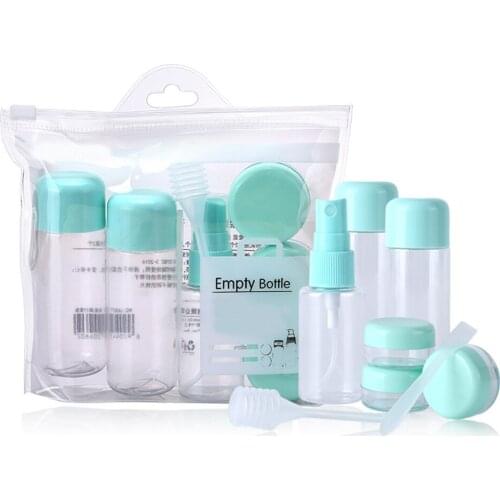 8Pcs Professional Mini Bath Transparent Clear Plastic Travel Refillable Bottle Set Makeup Empty Cream Pot Cosmetic Container