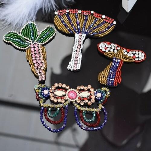 Flower beaded crystal patches sewing on Shoes Bags sequined applique decoration radish patch Clothing accessories Apparel