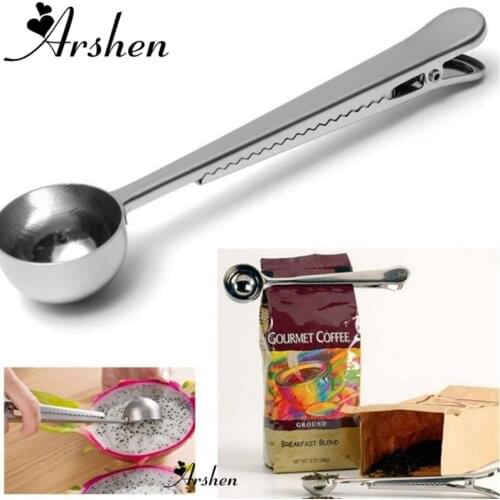 Arshen Clip and Spoon In One Stainless Steel Tea Scoops Teaware Kung Fu Tea Coffee Powder Scoop Flower Tea Spoons Kitchen Tools