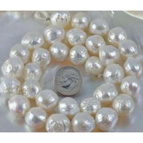 Free shipping >>>>noble jewelry huge 11-13mm south sea baroque gold pink pearl necklace 14k