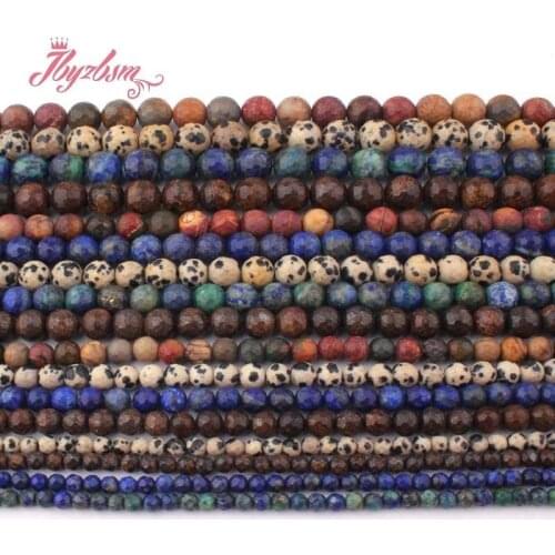 Round Beads Faceted Jaspers,Lapis,Brozonite Natural Stone Beads For DIY Necklace Bracelets Jewelry Making 15" Free Shipping