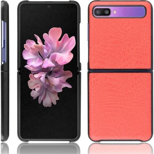 Crocodile Pattern Leather Protective Shell Phone Case Cover for Samsung Galaxy Z Flip Phone Accessories