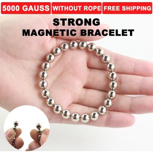 Black round adjustable neodymium super magnetic therapy perpetual earth energy stone bracelet bangle for man weight loss MB1002