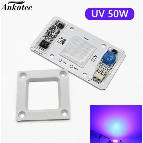 COB diode 50W 395nm Led UV Lamp Chip 110V 220V DOB AC Ultraviolet Cure Metal Detector Quartz Black Light Germicidal Disinfection