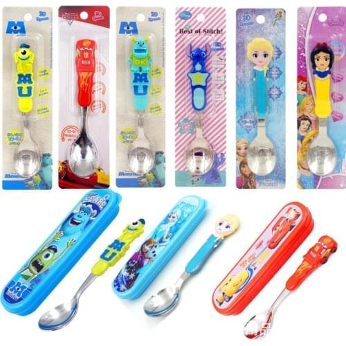 Disney spoon tableware with box childrens spoon baby meal spoon 304 stainless steel series cartoon