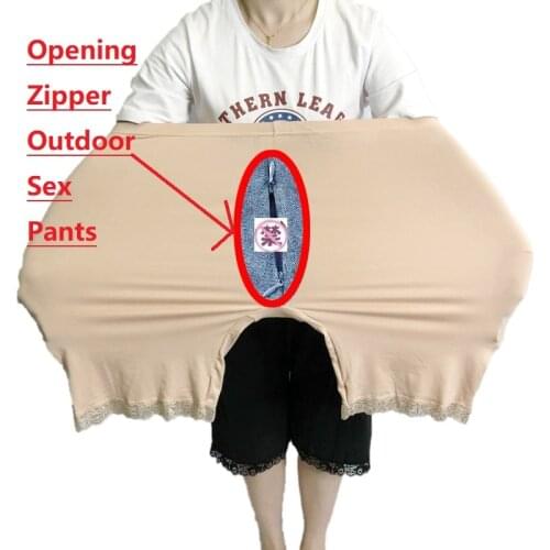 Large size 300 pounds open-range outdoor sex fun elastic lace five-point solid color safety pants anti-walking light fat MM