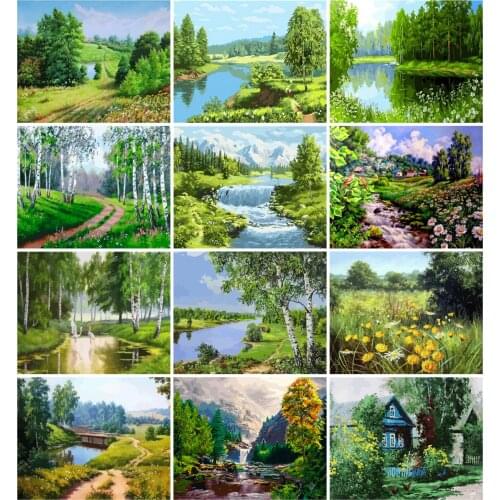 EverShine Painting By Numbers Tree Hand Painted DIY Kits Drawing Canvas Landscape Wall Art Home Decor