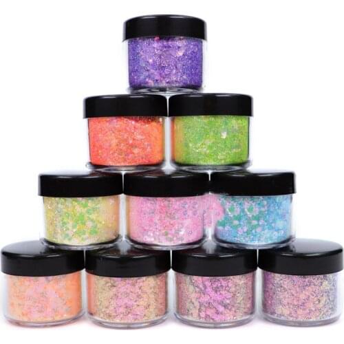 10 Colors 50g (weight) Holographic Chunky Glitter Custom Mix - Neon/Iridescent glitter mix for tumblers, resin, nail art