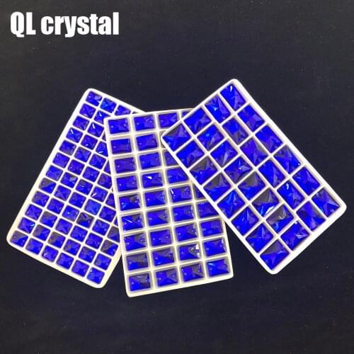 8x10,10x14,13x18mm Jewelry Blue Sew on Glass Crystal Rhinestone Flatback for wedding Dress DIY clothes shoes bags accessories