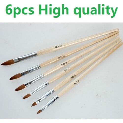 HOTSALE 6pcs/SET 2#/4#/6#/8#/10#12# Sable Brush Pen Acrylic Nail Art Builder Brush Design for acrylic nail brushes set