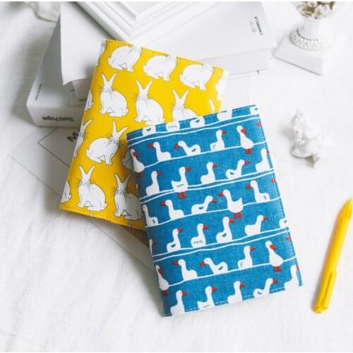 Kinbor B6 Fabric Notebook Cover for HO-BO Note for Journals Cute Rabbit Penguin Printing Planner Refill Protective Shell