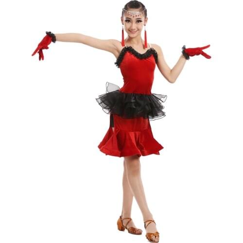 Girls Latin dance costumes childrens new style competition suit Latin practice dance skirt latin dance dress