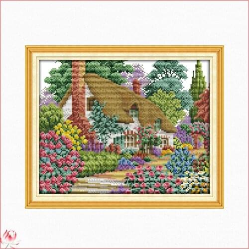 Summer Flower Scenery Patterns Counted 11 14CT Cross Stitch Set DIY Counted Cross-stitch Kit Embroidery Needlework Home Deco
