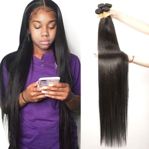 Miss Black Malaysian Natural Black Straight 1/3/4 Bundle Deals 100% Human Hair Extension Remy Double Weave For Black Women