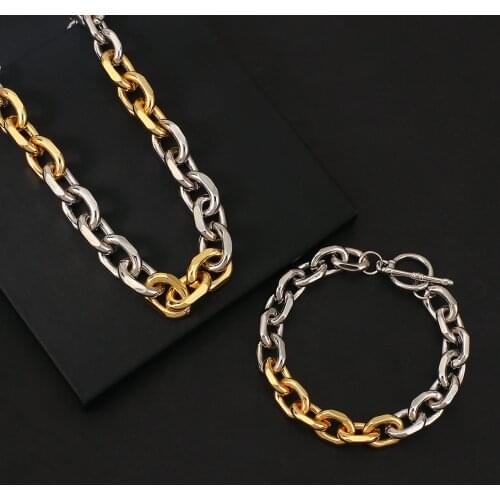 Flashbuy Trendy Gold Silver Color Cuba Thick Chain Necklace Women Men Chunky Cuban Minimalist Necklace Hip Hop Jewelry