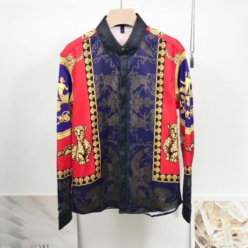 Euramerican Style Mens retro print long sleeves Shirts Italy style printed men Shirt tops C337