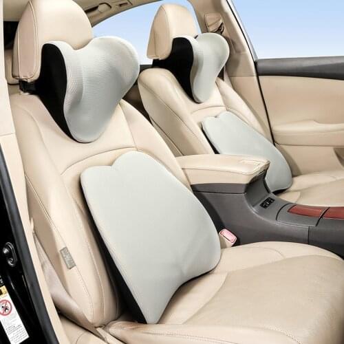 Car Pillow set neck waist cushion four seasons vehicle seat head protection memory cotton suit headrest lumbar support cover