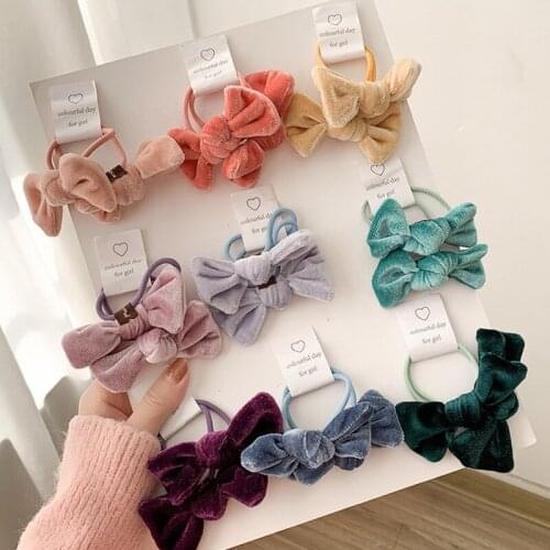 Cute Velvet Elastic Hair Bands For Girls Butterfly Hair Accessories Set Hair Ring Head Rope Children Hair Styling Tools 2 Piece