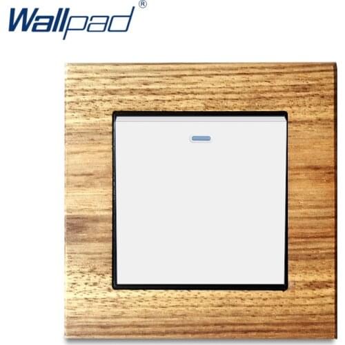 Wallpad Wall Light Switch and Socket Set White Rocker Button Natural Wood Panel Home Electric Outlet
