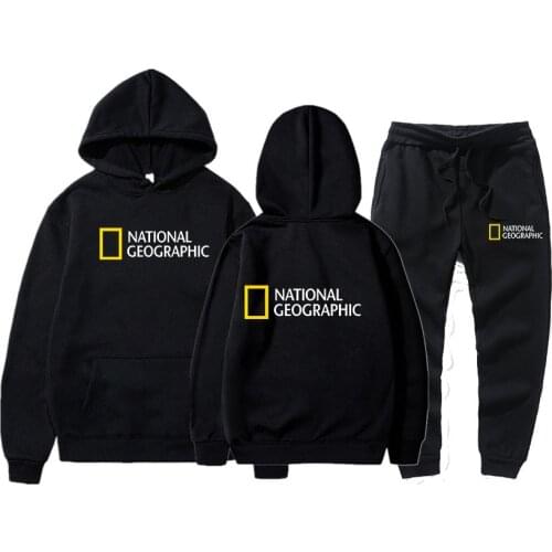 2021 New Mens National Geographic Color Printed Font Sportswear Pullover Wool Hoodie + Sportswear Jogging Mens Pullover Sweats