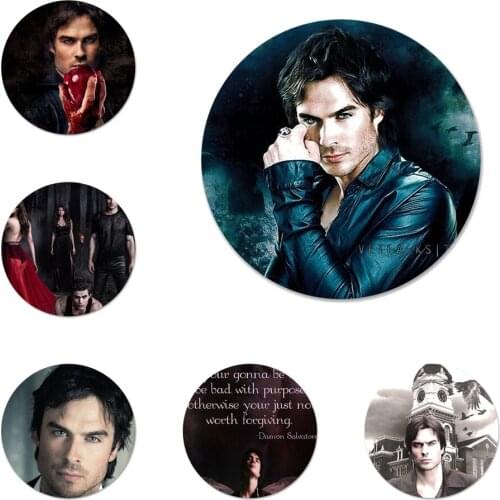 New The Vampire Diaries Ian Somerhalder Icons Pins Badge Decoration Brooches Metal Badges For Clothes Backpack Decoration