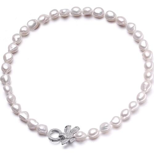 Real Freshwater pearl necklace for women,10-11mm baroque wedding jewelry girl birthday best gift white natural pearl necklaces
