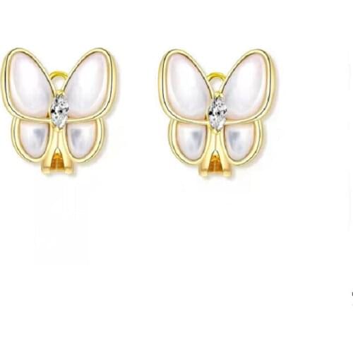 Simple And Fashionable Butterfly Ear Stud Inlaid With Shell