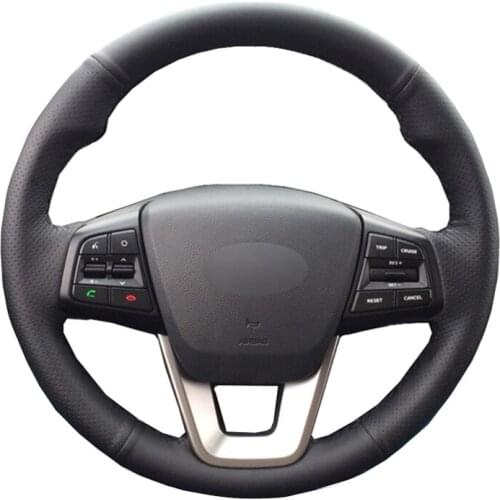 Hand Sewing Car Steering Wheel Cover Wrap Leather Suede For Hyundai ix25 2014-2018 ix35 2018 Creta 2016-2018 Elantra 2017 2018
