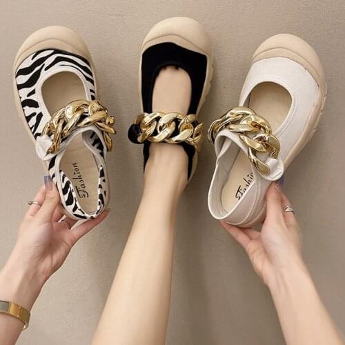 Ugly big toe shoes female summer 2021 new Baotou sandals sports soft bottom two-wear canvas shoes chain Mary Jane single shoes