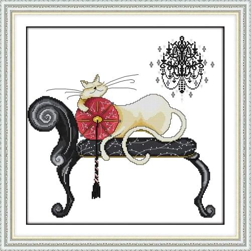 Sleeping cat 3 cross stitch kit aida 14ct 11ct count printed canvas stitches embroidery DIY handmade needlework