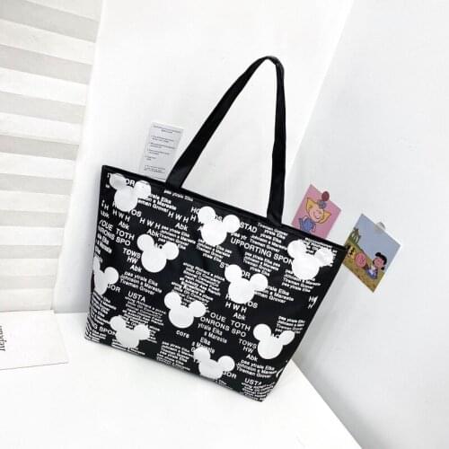 Disney 2021 Canvas Bag Female New One-shoulder Portable Canvas Printing Bag Canvas Bag Large Capacity Casual Shopping Bag