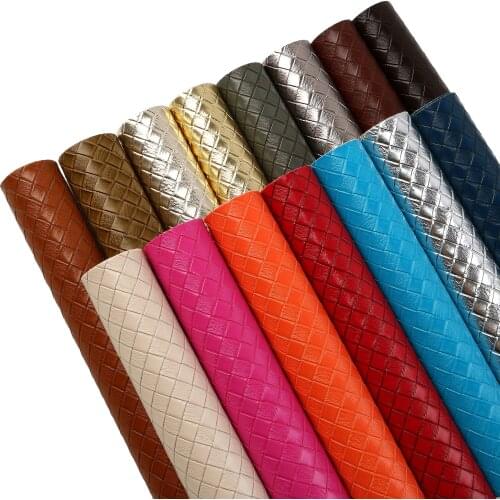 Bump Texture Faux Leather Sheets Solid Color Weave Braid Pattern Synthetic Leather Fabric 20x33cm for DIY Sewing Materials